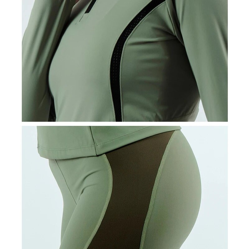 Egyedi LOGO Női futó tornaruha szett Yoga Gym Fitness 2 db Sport ruha elasztikus gyorsan száradó pulóver + melegítőnadrág sportruházat