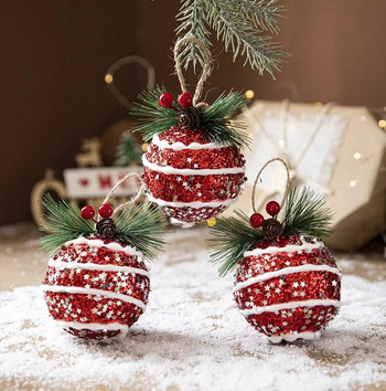 3 ΤΕΜ ΝΕΟ Διακόσμηση Χριστουγεννιάτικου Δέντρου 8 εκ. Κόκκινες καρό ζωγραφισμένες μπάλες Χριστουγεννιάτικο πάρτι Κρεμαστό στολίδι μπάλα Κρεμαστό Πρωτοχρονιάτικο Navidad 2024