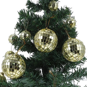 12бр. Огледални диско топки Коледна елха Висящи топки Парти Стъклена топка Висулки Коледна украса Топки за декор на дърво