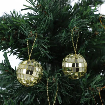 12бр. Огледални диско топки Коледна елха Висящи топки Парти Стъклена топка Висулки Коледна украса Топки за декор на дърво