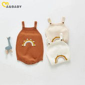 Ma&Baby 0-24M, novorođenčad, dječak, djevojčica, pleteni kombinezon u duginim bojama, kombinezon, proljeće, jesen, meka jednobojna odjeća bez rukava D10