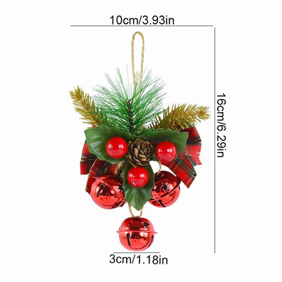 Ziemassvētku zvani Dekoratīvi mākslīgie priedes čiekuri Sarkanā oga Holly Lapas Zvani Zvani Zvani Ziemassvētku eglē piekārtie Natal Noel