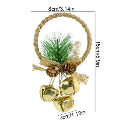Ziemassvētku zvani Dekoratīvi mākslīgie priedes čiekuri Sarkanā oga Holly Lapas Zvani Zvani Zvani Ziemassvētku eglē piekārtie Natal Noel