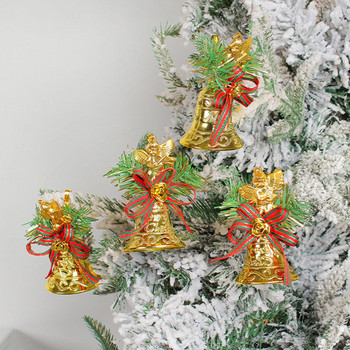 Χριστουγεννιάτικες χρυσές καμπάνες με κόκκινη κορδέλα Χριστουγεννιάτικο φιόγκο DIY Κρεμαστό κουδούνι στολίδι για Χριστουγεννιάτικο Δέντρο Χριστουγεννιάτικο Δέντρο