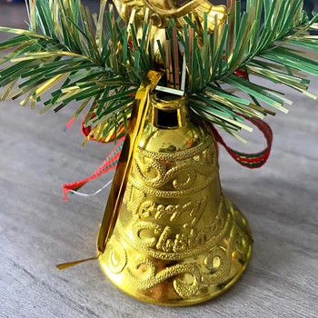 Коледни златни камбанки с червена панделка Коледен лък Направи си сам висулка Орнамент на камбанка за коледна елха Празнична украса