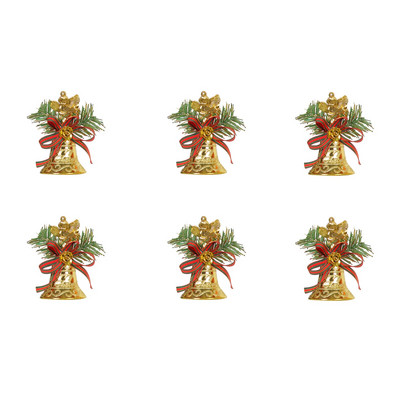 Karácsonyi arany harangok piros szalaggal Karácsonyi masni DIY medál csengő dísz karácsonyfa ünnepi díszítéshez