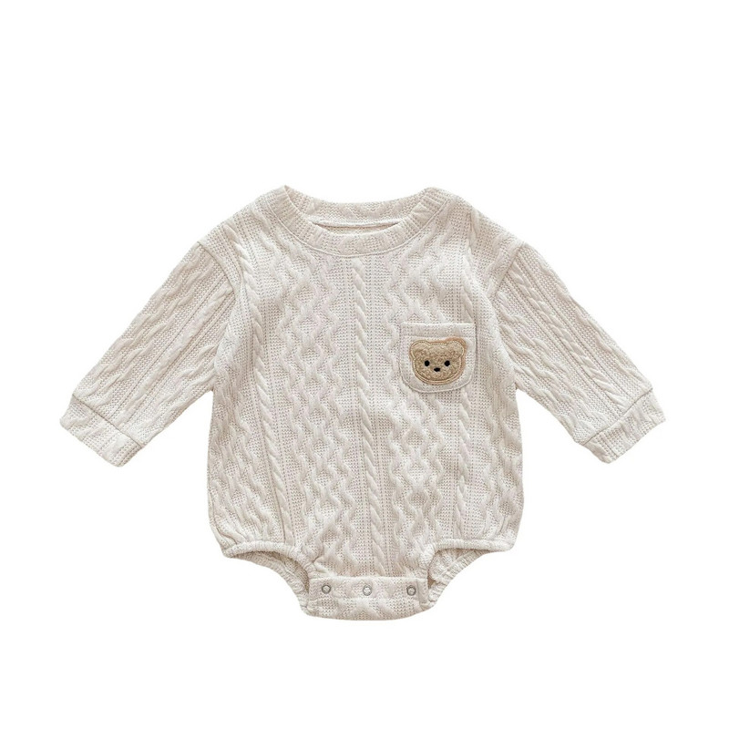 2023 Novo u novorođenčadima, djevojčicama, dječacima, pletena vanjska odjeća s punim rukavima i crtanim medvjedom, dječji kombinezoni za dojenčad, bodi od čistog pamuka