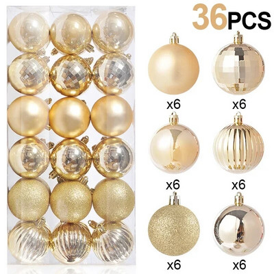 36 komada višebojnih božićnih kuglica DIY božićno drvce s visećim privjescima Ukrasi s kuglicama Novogodišnja zabava 2024. Dekoracija doma Festivalski poklon