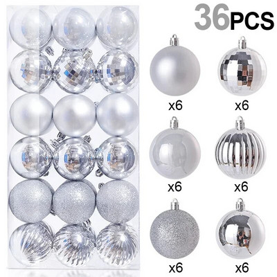 36 komada višebojnih božićnih kuglica DIY božićno drvce s visećim privjescima Ukrasi s kuglicama Novogodišnja zabava 2024. Dekoracija doma Festivalski poklon