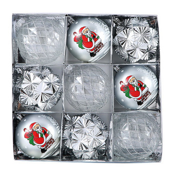 9PCS 8cm топки за украшение за коледно дърво Карикатура на Дядо Коледа, галванични зелени коледни топки за дома, окачени безделници, висулки