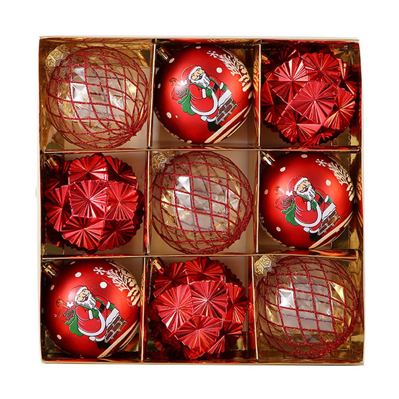 9GAB 8 cm Ziemassvētku eglīšu rotājumu bumbiņas multfilmas Ziemassvētku vecīša galvanizētas zaļas Ziemassvētku bumbiņas mājas piekarināmiem piekariņiem