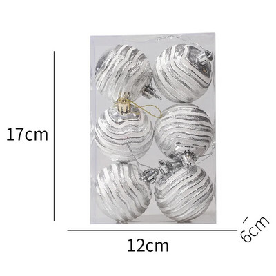 6 komada nove plastične božićne kuglice 6 cm nenormalne kuglice u obliku kuglice, ukrasni privjesak za božićno drvce, zlatno srebrne božićne kuglice