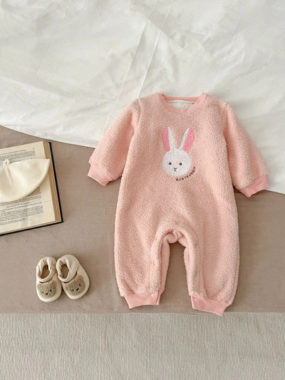 0-3T Zimska odjeća za novorođenče, dječake, djevojčice, plišane tople plišane štrample dugih rukava, debeli kombinezon, slatka baršunasta odjeća za novorođenče