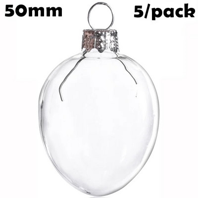 Akció - 5 db x barkácsolható, festhető otthoni esküvői karácsonyi dekoráció díszgolyó 50 mm-es üveg tojás