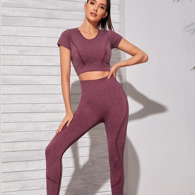 2021. aasta õmblusteta joogakomplekt tõmblukuga pikkade varrukatega spordiülikond, nöör kõrge vöökohaga jõusaali säärised treeningriided naiste spordirõivad
