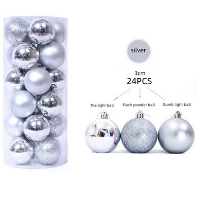 Božićni set kuglica od 24 KOM Ukrasi za božićno drvce Obiteljski božićni viseći dodaci Poklon za novogodišnju zabavu Sretna Nova 2023.