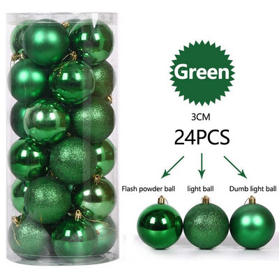 Božićni set kuglica od 24 KOM Ukrasi za božićno drvce Obiteljski božićni viseći dodaci Poklon za novogodišnju zabavu Sretna Nova 2023.