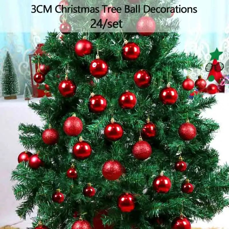 Božićni set kuglica od 24 KOM Ukrasi za božićno drvce Obiteljski božićni viseći dodaci Poklon za novogodišnju zabavu Sretna Nova 2023.