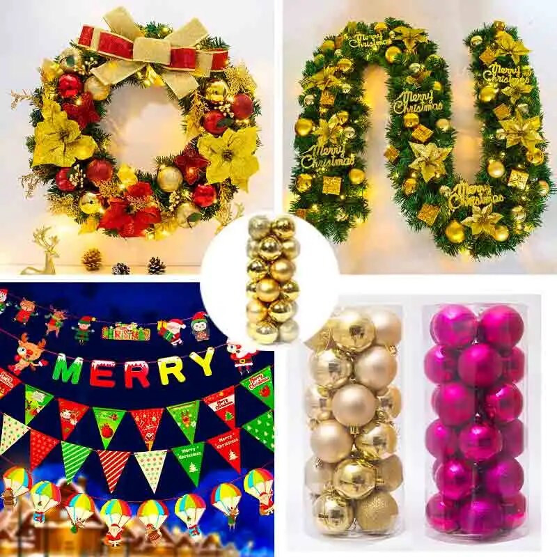 Božićni set kuglica od 24 KOM Ukrasi za božićno drvce Obiteljski božićni viseći dodaci Poklon za novogodišnju zabavu Sretna Nova 2023.