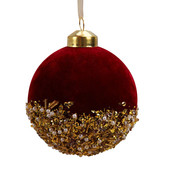 Karácsonyi üveggolyós medál, kreatív, kompakt és hordozható ajándék bordó bolyhos karácsonyi dekoráció