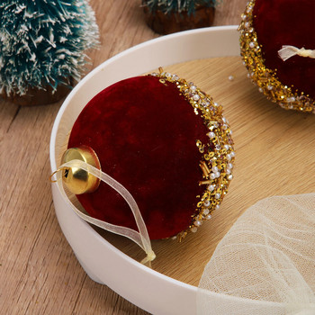 Χριστουγεννιάτικο μενταγιόν με γυάλινη μπάλα Δημιουργικό συμπαγές και φορητό δώρο μπορντό Flocking Χριστουγεννιάτικη διακόσμηση