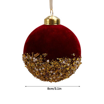 Χριστουγεννιάτικο μενταγιόν με γυάλινη μπάλα Δημιουργικό συμπαγές και φορητό δώρο μπορντό Flocking Χριστουγεννιάτικη διακόσμηση