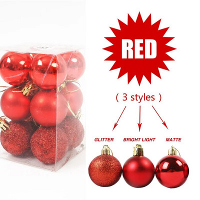3/4/6/8 cm božićne kuglice ukrasi plastični dekor božićno drvce okrugla viseća kuglica novogodišnja zabava kućni viseći ukrasi