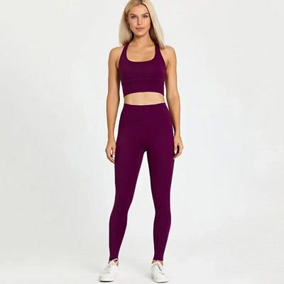 S logotipom Ženski komplet za jogu od 2 komada Elastične uske donje hlače za vježbanje u teretani Sportske tajice visokog struka Sportska odijela Kompleti za vježbanje