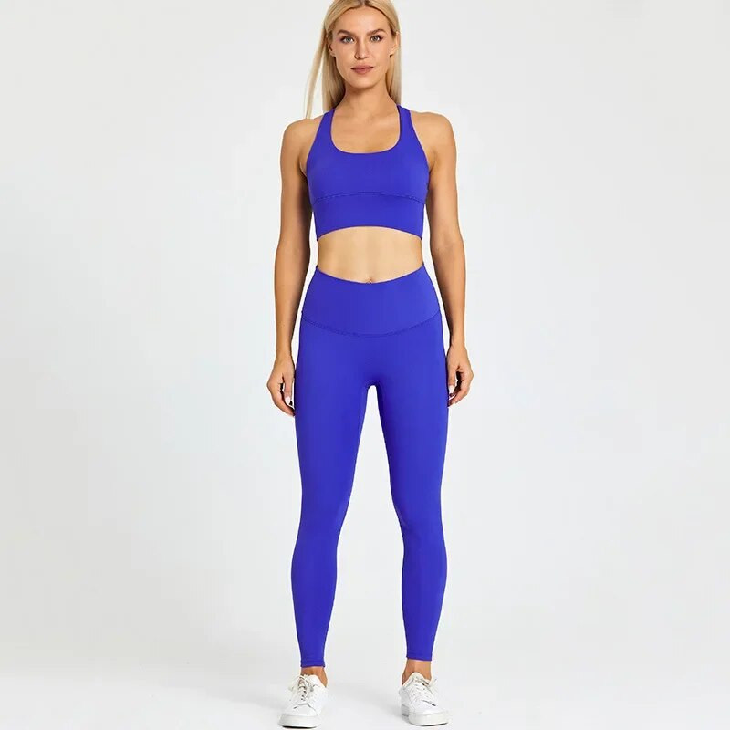 S logotipom Ženski komplet za jogu od 2 komada Elastične uske donje hlače za vježbanje u teretani Sportske tajice visokog struka Sportska odijela Kompleti za vježbanje
