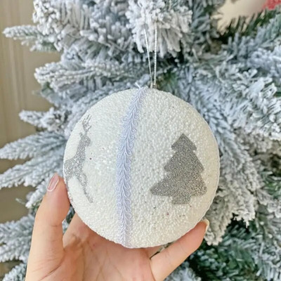 Beicēta rozā vizuļu bumba Ziemassvētku loga rotājums piekarināmā bumba Ziemassvētku eglītes rotājums krāsainu bumbiņu kulonu dekoratīvā bumba