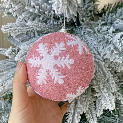 Beicēta rozā vizuļu bumba Ziemassvētku loga rotājums piekarināmā bumba Ziemassvētku eglītes rotājums krāsainu bumbiņu kulonu dekoratīvā bumba