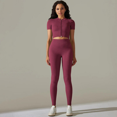 Kompresirano odijelo za jogu za fitnes Ženska trenirka Push Up Komplet za teretanu Ženska sportska odjeća Kompleti za vježbanje Ženska sportska odjeća Bumbum Kaki