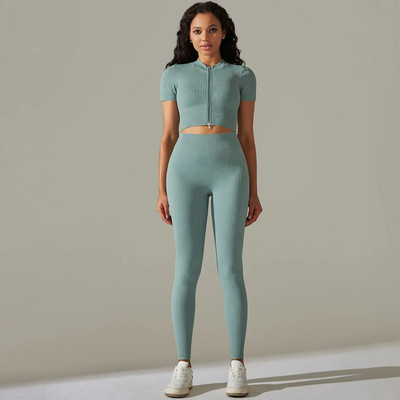 Kompresirano odijelo za jogu za fitnes Ženska trenirka Push Up Komplet za teretanu Ženska sportska odjeća Kompleti za vježbanje Ženska sportska odjeća Bumbum Kaki