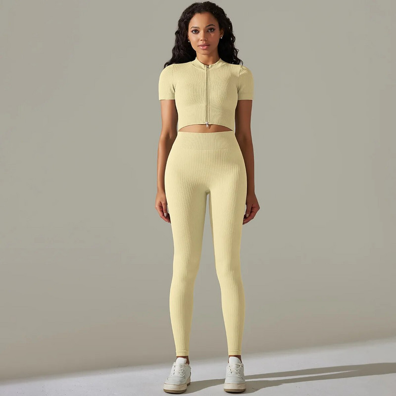 Kompresirano odijelo za jogu za fitnes Ženska trenirka Push Up Komplet za teretanu Ženska sportska odjeća Kompleti za vježbanje Ženska sportska odjeća Bumbum Kaki