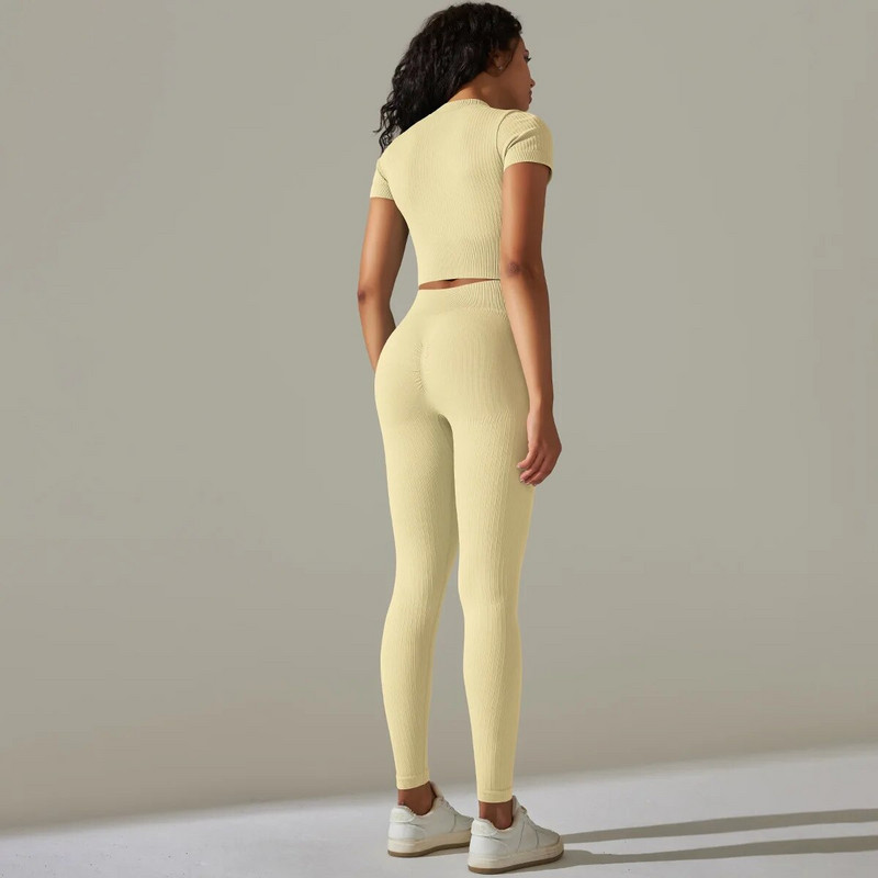 Kompresirano odijelo za jogu za fitnes Ženska trenirka Push Up Komplet za teretanu Ženska sportska odjeća Kompleti za vježbanje Ženska sportska odjeća Bumbum Kaki