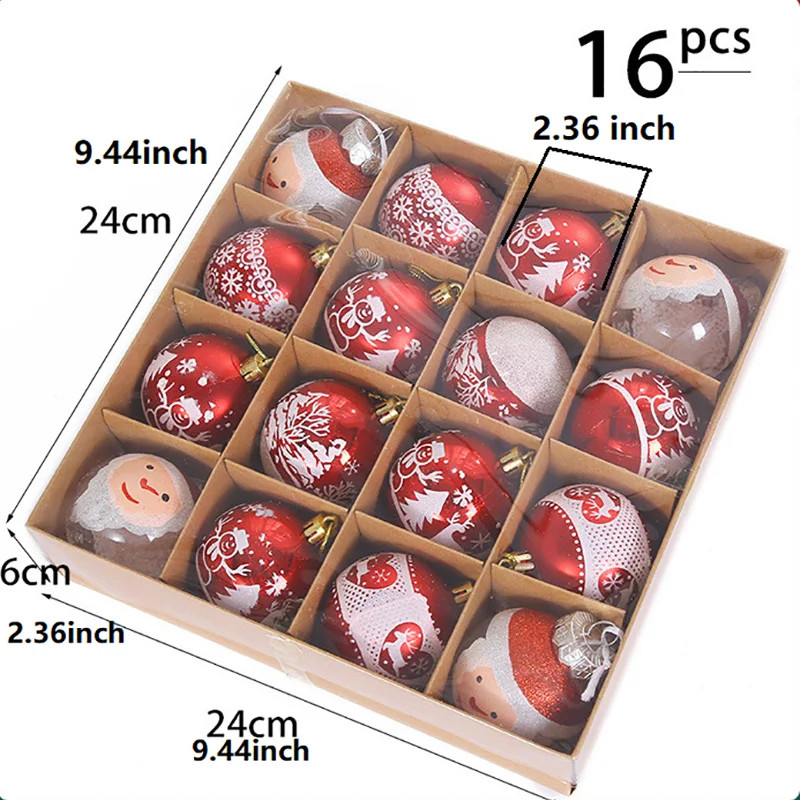 16kom božićnih kuglica ukrasa šareno božićno drvce viseći privjesci darovi za dom novogodišnja božićna kugla 2023 za dom 6 cm