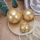 1PC Staklena žuta božićna kuglica 9/11/13cm DIY ukras Novogodišnja kućna dekoracija Poklon za božićno drvce Viseći ukrasni privjesak