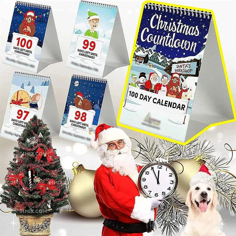 Adventný kalendár festivalov Vianočný odpočítavací kalendár 100-dňový vianočný adventný kalendár Slávnostné odpočítavanie na plochu pre domácnosť