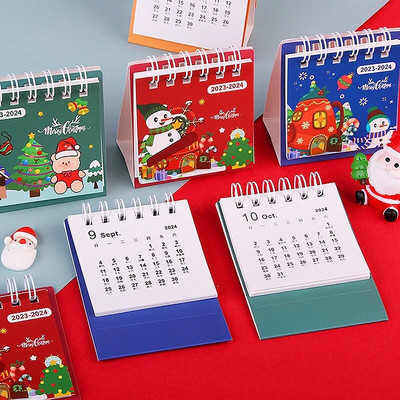 2024 Noul calendar de birou de Crăciun cu desene animate Mini desktop portabil creativ Calendar de birou mic Calendar de birou Ornamente de birou Cadouri de Crăciun