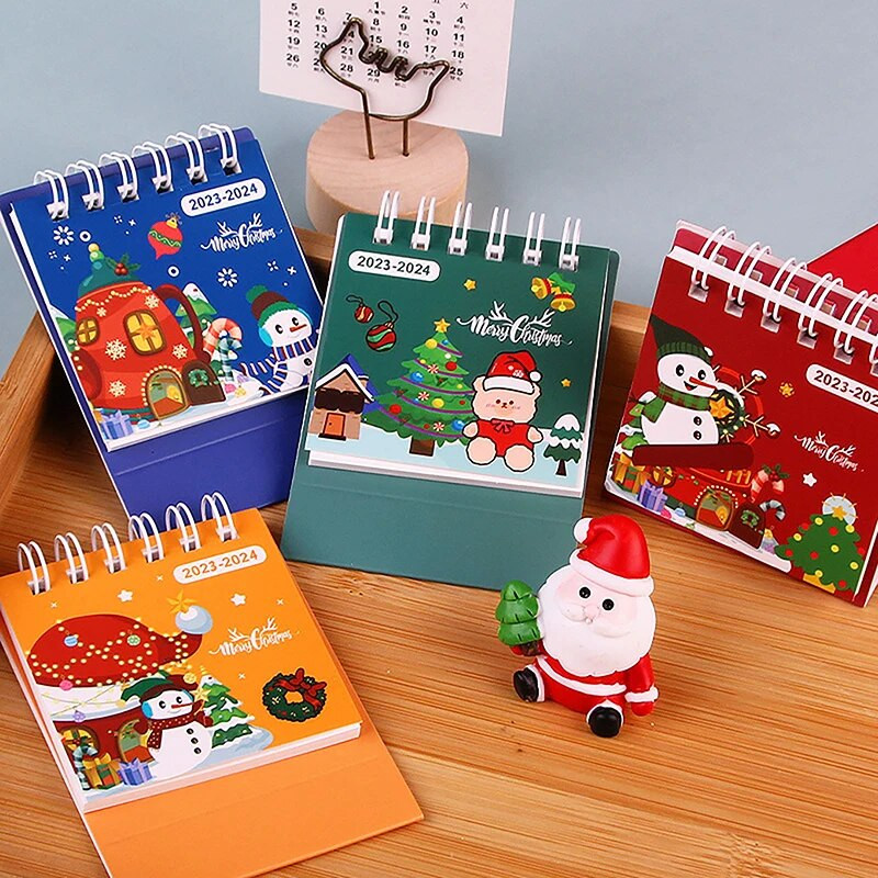 2024. gada jauna karikatūra Ziemassvētku galda kalendārs Radošs pārnēsājams mini galddators, mazs galda kalendārs darbvirsmas rotājumi Ziemassvētku dāvanas