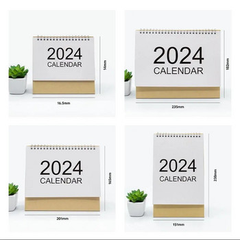 Настолен календар 2024 г. Стоящ преобръщащ се календар Годинен стоящ настолен календар 2024 г. за домашен офис Училищен дропшип