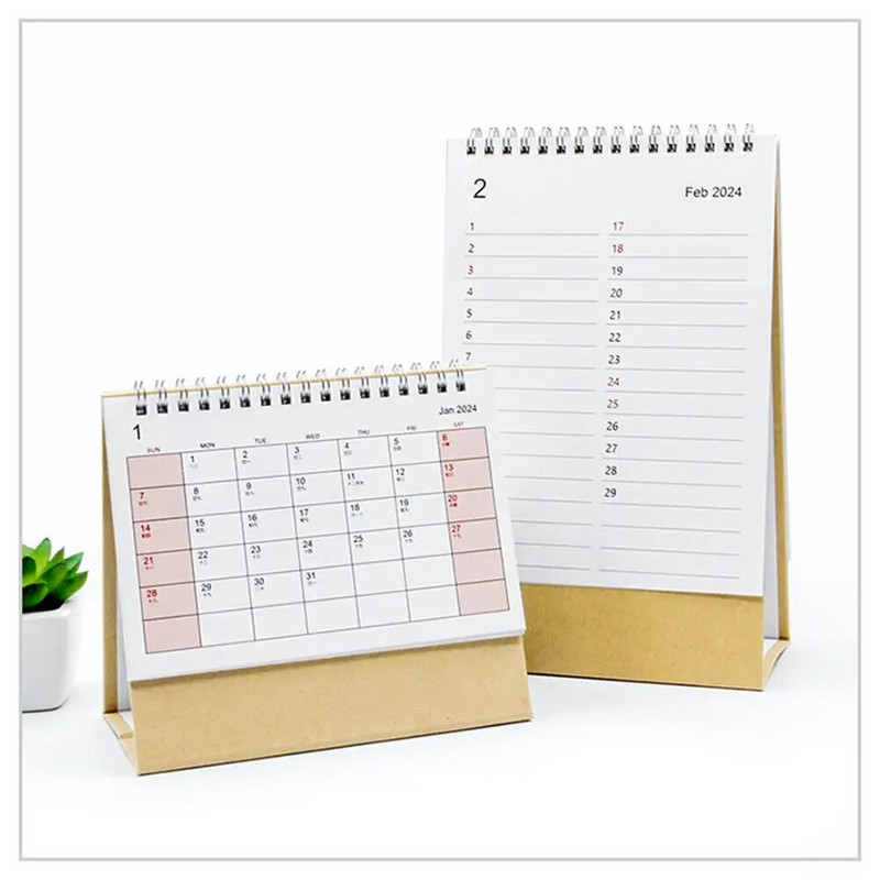 Stolni kalendar 2024. Stojeći preklopni kalendar od debelog papira Stojeći stolni kalendar za godinu 2024. za kućni ured, školsku isporuku
