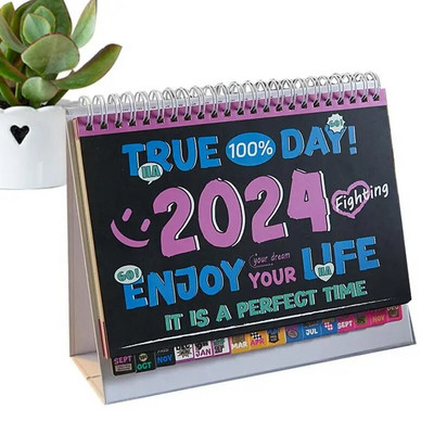 Επιτραπέζιο ημερολόγιο χονδρικής Spiral Binding Daily 2024 Scheduler Planner Επιτραπέζιο ημερολόγιο με στυλ διασποράς