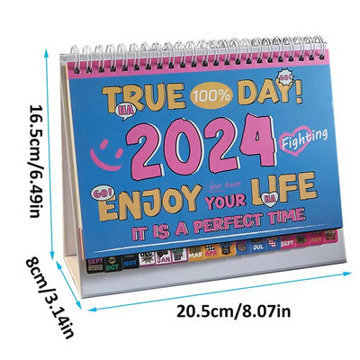 Veleprodajni spiralni uvez Dnevni planer rasporeda za 2024. Stolni stolni kalendar s disperzijskim stilom