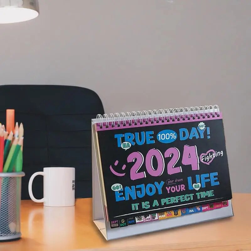 Veleprodajni spiralni uvez Dnevni planer rasporeda za 2024. Stolni stolni kalendar s disperzijskim stilom