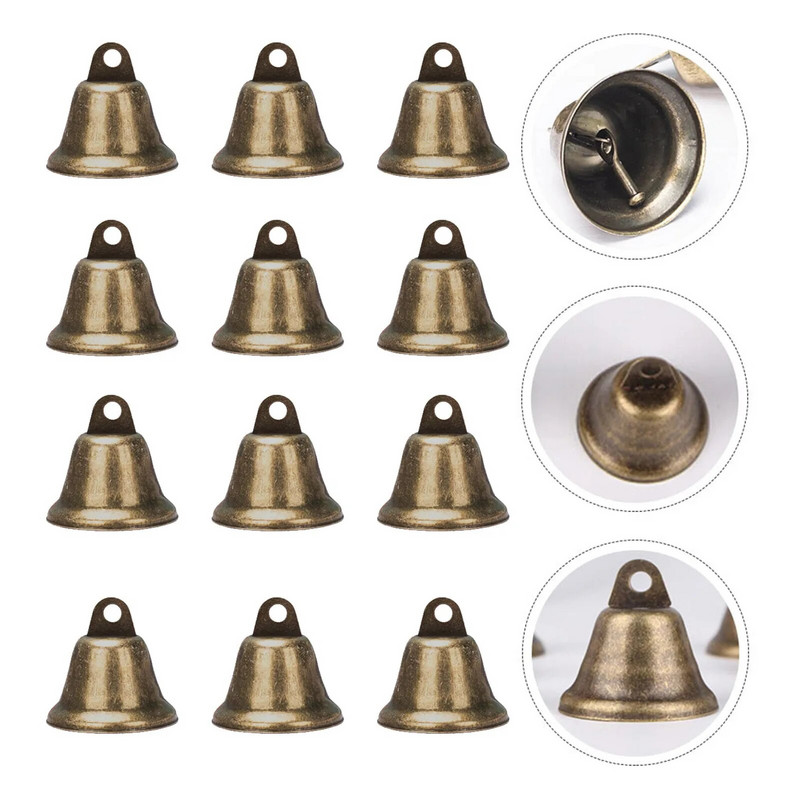 12 gab. Misiņa zvani, Ziemassvētku rotājumi, zvaniņi, bronzas, 38 mm, piekariņi, piekaramie festivāla ballīte Jaunā 2024. gada rotājumu veidošana