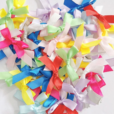 50-200 бр. Лъкове от сатенена панделка Малка панделка с възел Лък Цветя Занаяти Декорация Ръчна работа Направи си сам Парти Сватба Рожден ден Панделки Вратовръзки Декор