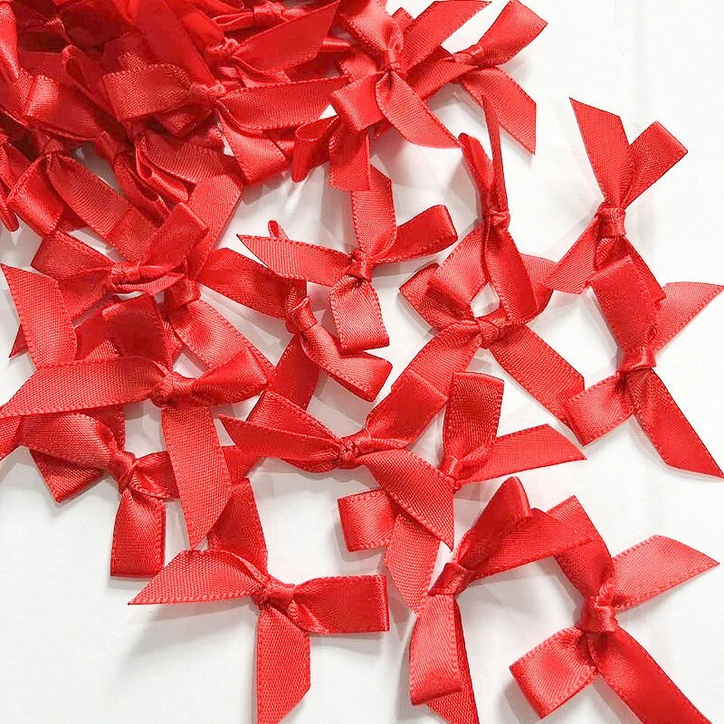 50-200 бр. Лъкове от сатенена панделка Малка панделка с възел Лък Цветя Занаяти Декорация Ръчна работа Направи си сам Парти Сватба Рожден ден Панделки Вратовръзки Декор