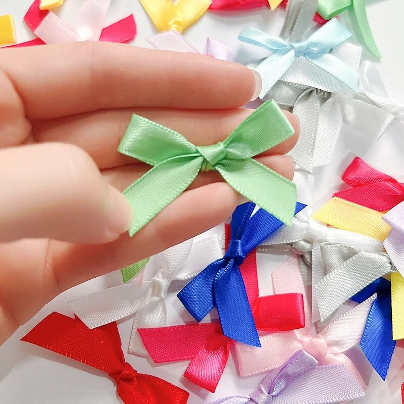 50-200 бр. Лъкове от сатенена панделка Малка панделка с възел Лък Цветя Занаяти Декорация Ръчна работа Направи си сам Парти Сватба Рожден ден Панделки Вратовръзки Декор