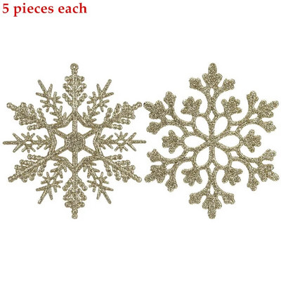 10 db 10 cm-es műanyag csillogó hópehely karácsonyi díszek medál karácsonyfa dekoratív függő hópehely Navidad party dekorok